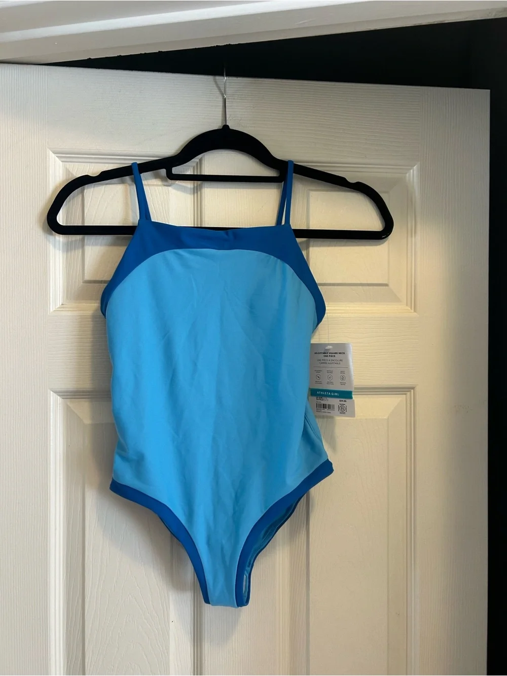 Athleta Adjustable square neck one piece, new size 12